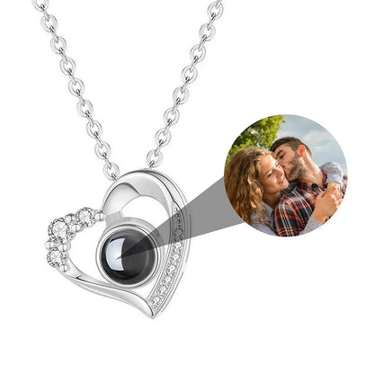Personalized Heart Photo Projection Necklace with 100 Languages