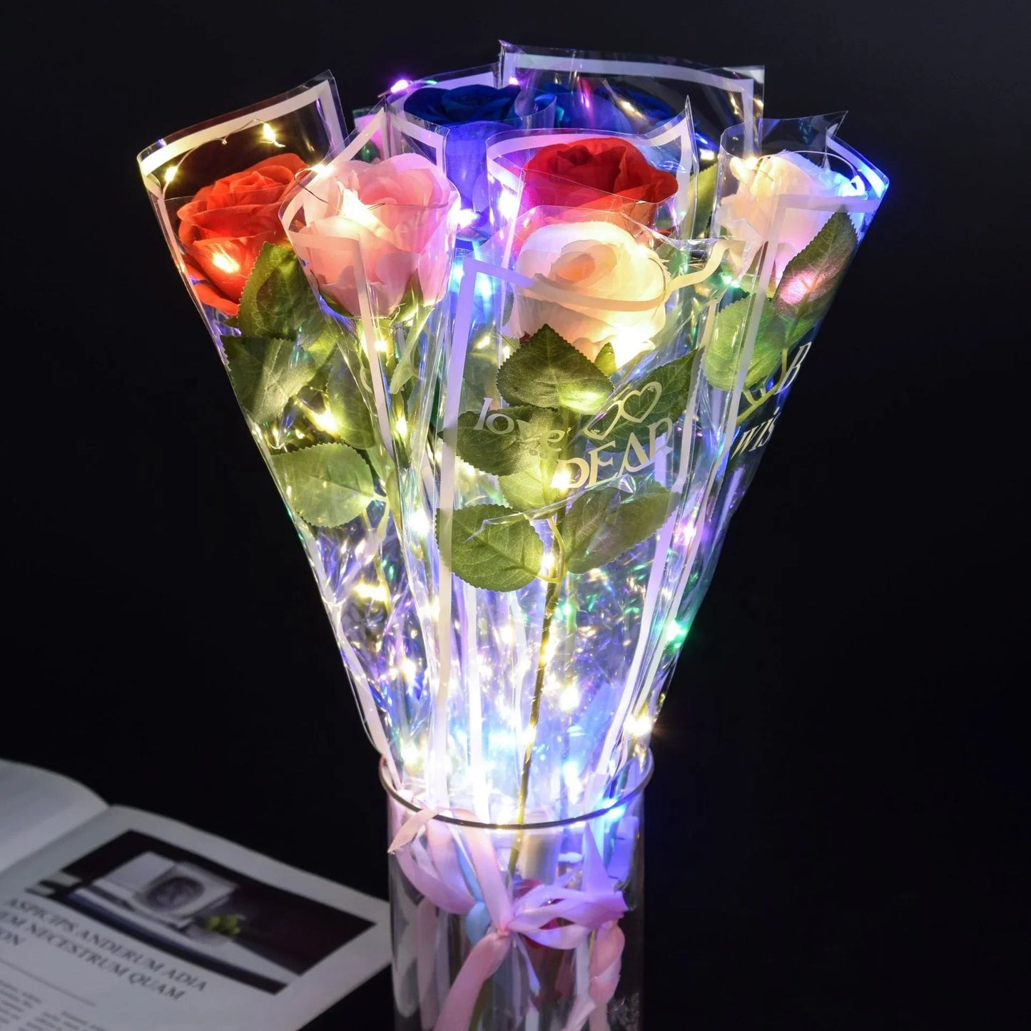 LED Light Up Rose Bouquet Decor
