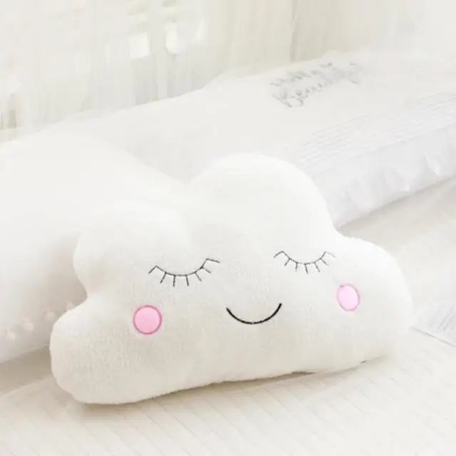 Soft Plush Cloud & Star Raindrop Pillow - Cozy Kids' Room Decor