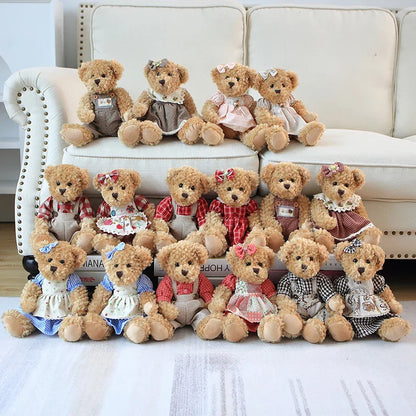 Couple Teddy Bear Plush Set Dressed Soft Dolls 26cm