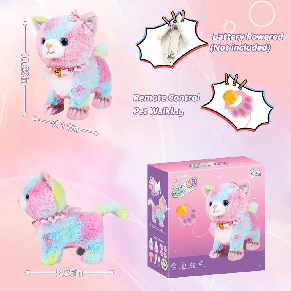 Interactive Walking & Barking Plush Cat Toy - Remote Control Fun!
