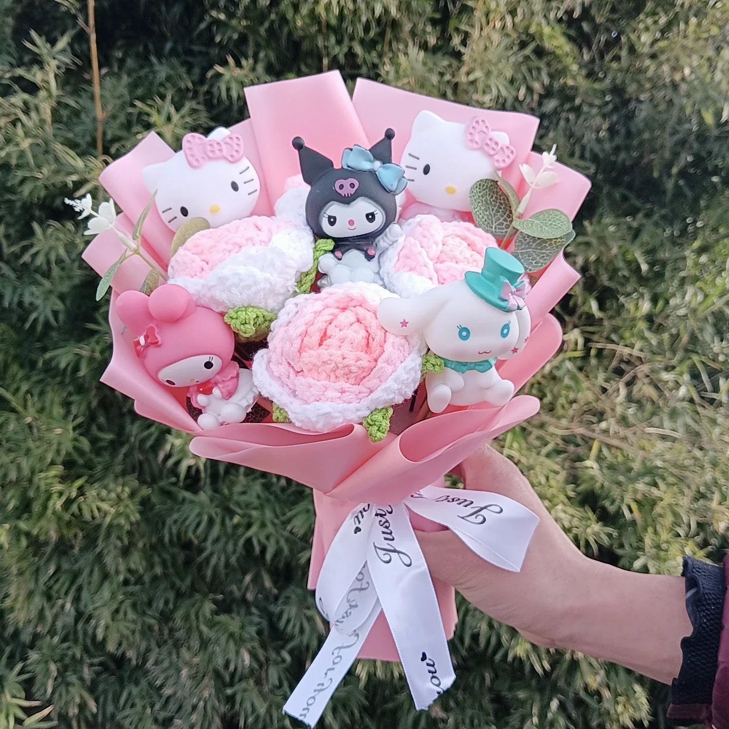 Cute Cat Plush Bouquet with Rose
