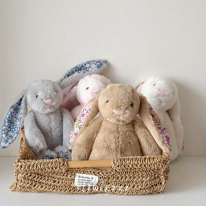Bonnie Rabbit Plush Toy Soft Bunny with Floral Ears for Kids and Home Decor
