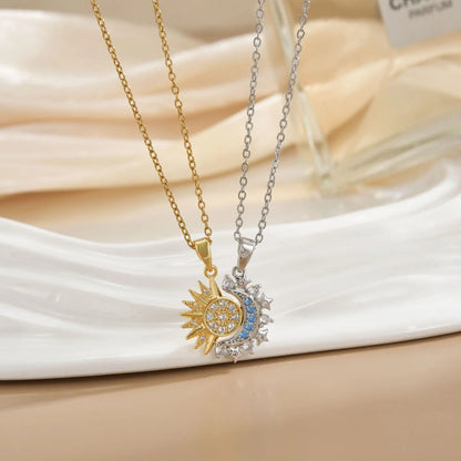 Magnetic Sun and Moon Couple Necklace Set
