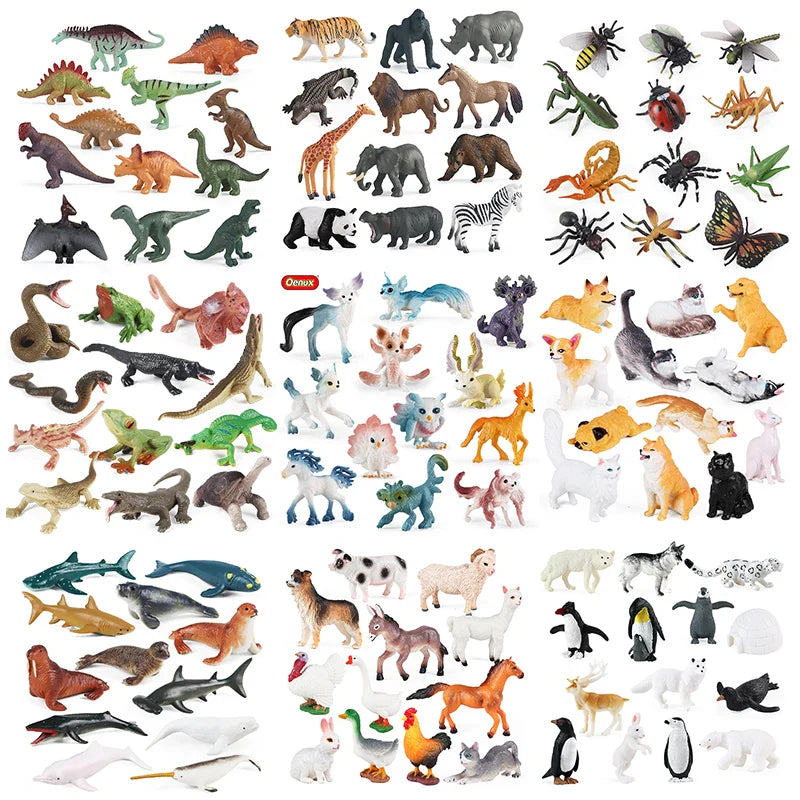 Montessori Miniature Lion Shark Horse Dinosaur Animals Model Set Action Figures