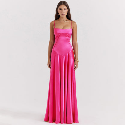 Satin Back Tie-Up Maxi Dress