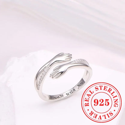 Delicate Adjustable 925 Sterling Silver Ring with Cubic Zirconia