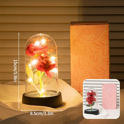 Glowing Galaxy Eternal Double Rose with LED Lights Romantic Gift for Valentine's Day and Wedding