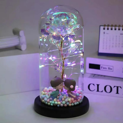 Galaxy Eternal Rose in Glass Dome with Light and Butterfly - Mother's Day Gift