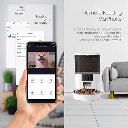 4L Smart Pet Feeder with Camera Automatic Timing Dispenser