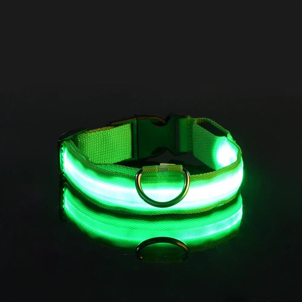 LED Nylon Dog Collar Night Safety Flashing Glow Luminous