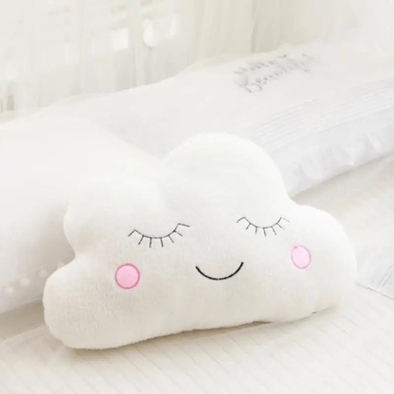 Soft Plush Cloud & Star Raindrop Pillow - Cozy Kids' Room Decor