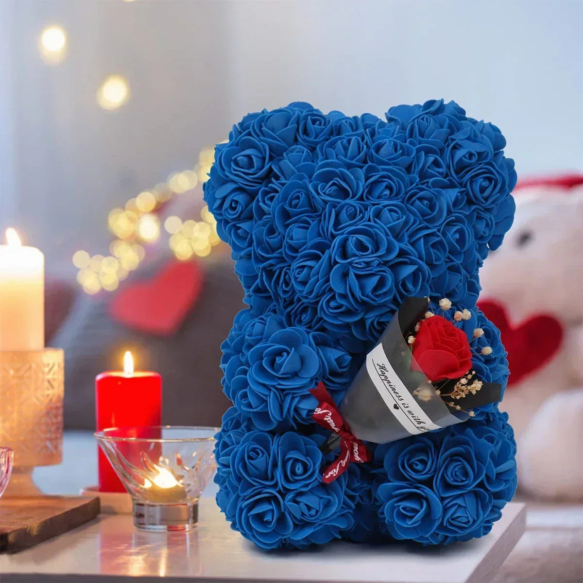 Rose Teddy Bear with Artificial Flowers - Romantic Gift for Girlfriend, Wife, or Mom