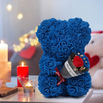Rose Teddy Bear with Artificial Flowers - Romantic Gift for Girlfriend, Wife, or Mom