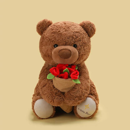 Teddy Bear with Roses Plush Toy Romantic Gift