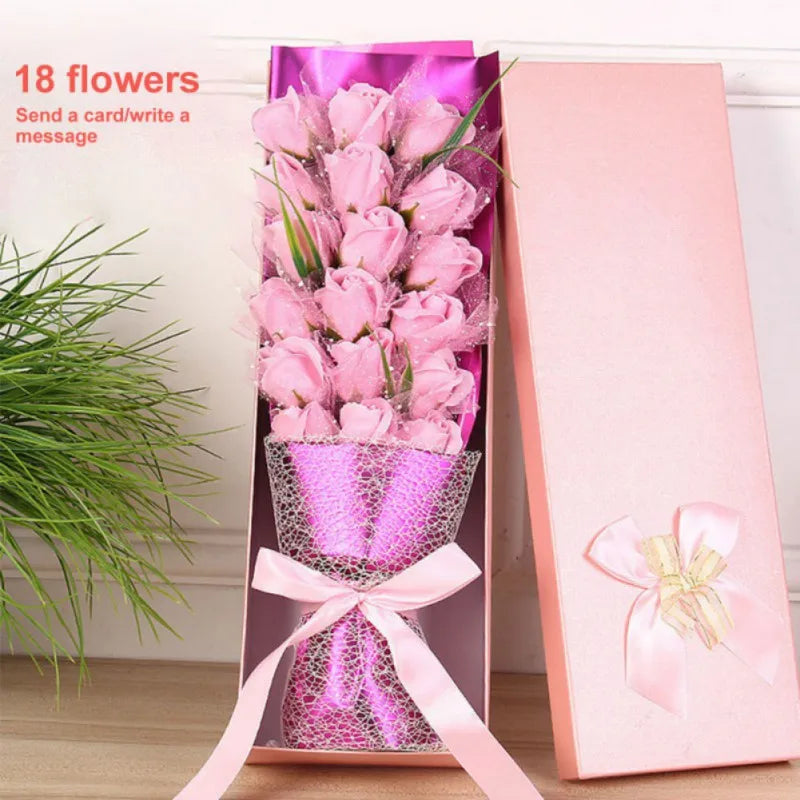 18PCS Soap Flower Bouquet Gift Box for Valentine's Day