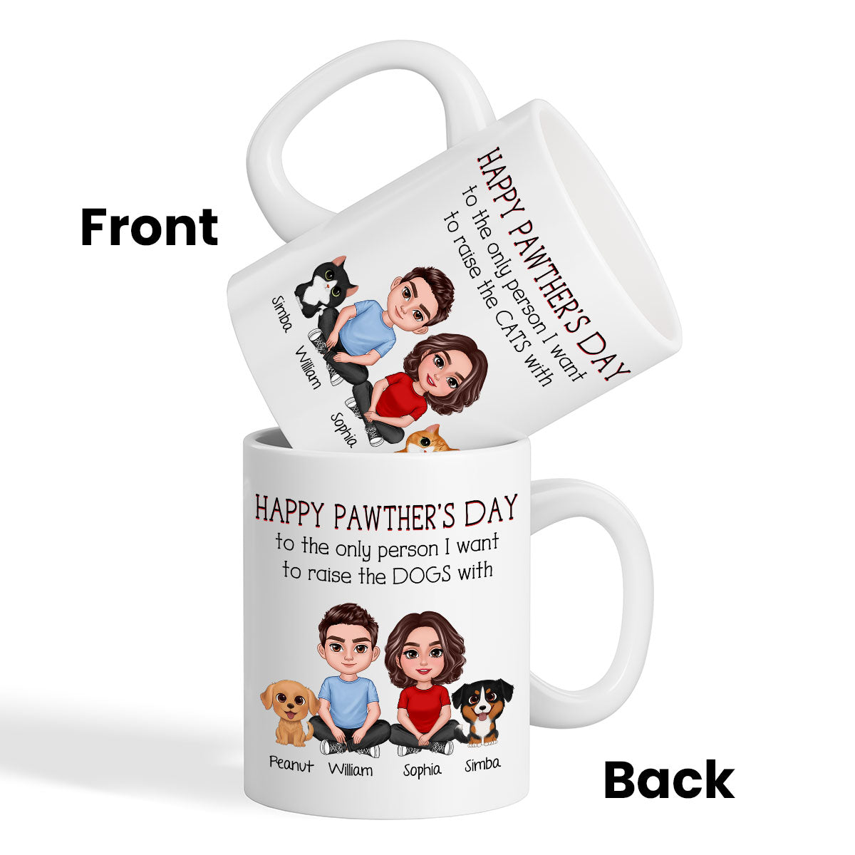 Happy Pawther's Day To The Person I Want To Raise A Dog Cat With Crossed Legs Couple Personalized Mug, Father's Day Gift For Dog Cat Dad
