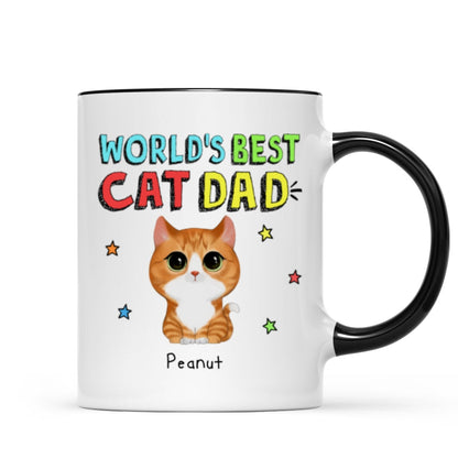Colorful Watercolor Cute Cats World's Best Cat Dad Personalized Mug