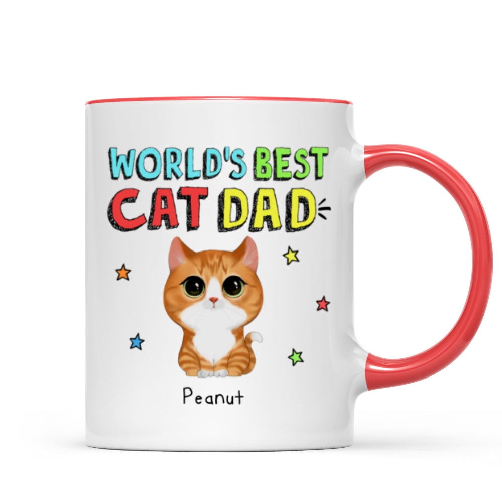 Colorful Watercolor Cute Cats World's Best Cat Dad Personalized Mug