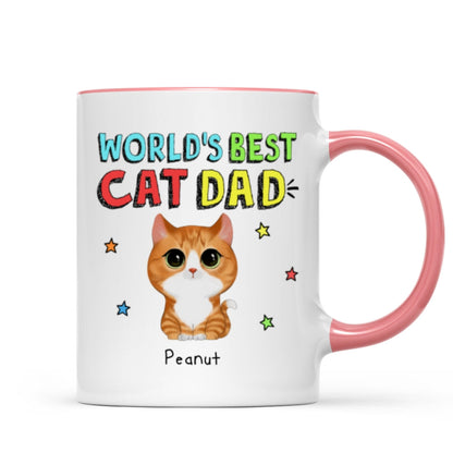 Colorful Watercolor Cute Cats World's Best Cat Dad Personalized Mug