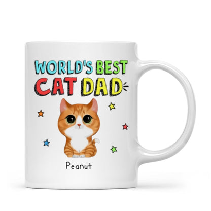 Colorful Watercolor Cute Cats World's Best Cat Dad Personalized Mug