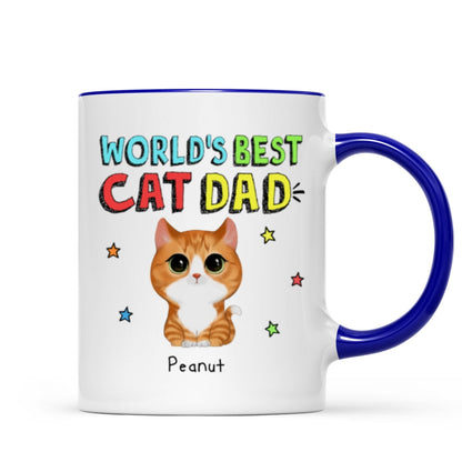 Colorful Watercolor Cute Cats World's Best Cat Dad Personalized Mug