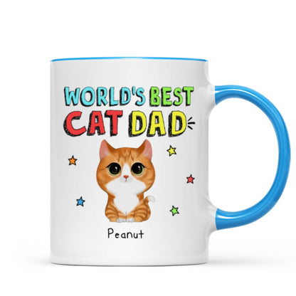 Colorful Watercolor Cute Cats World's Best Cat Dad Personalized Mug