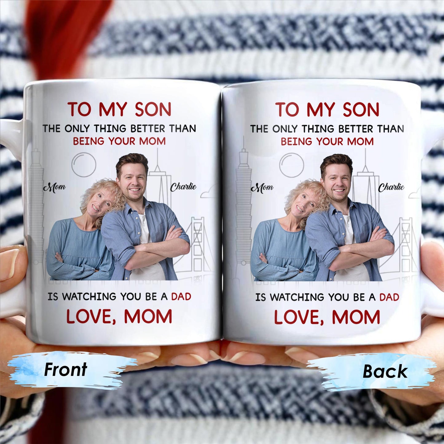 To My Son City Silhouette Custom Mug - Personalized Custom Coffee Mug - SON031_MG
