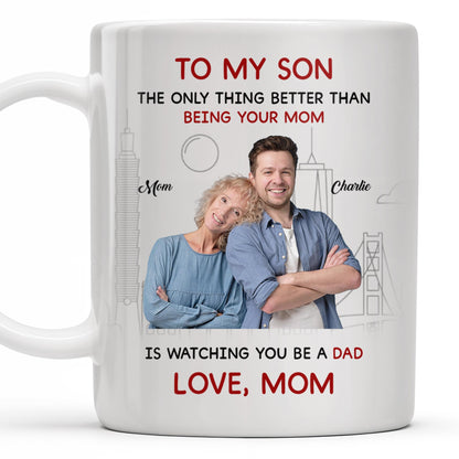To My Son City Silhouette Custom Mug - Personalized Custom Coffee Mug - SON031_MG