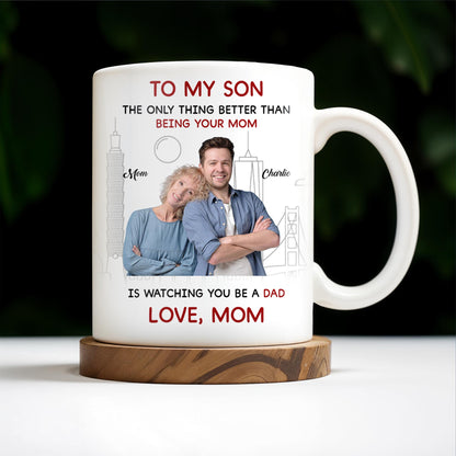 To My Son City Silhouette Custom Mug - Personalized Custom Coffee Mug - SON031_MG