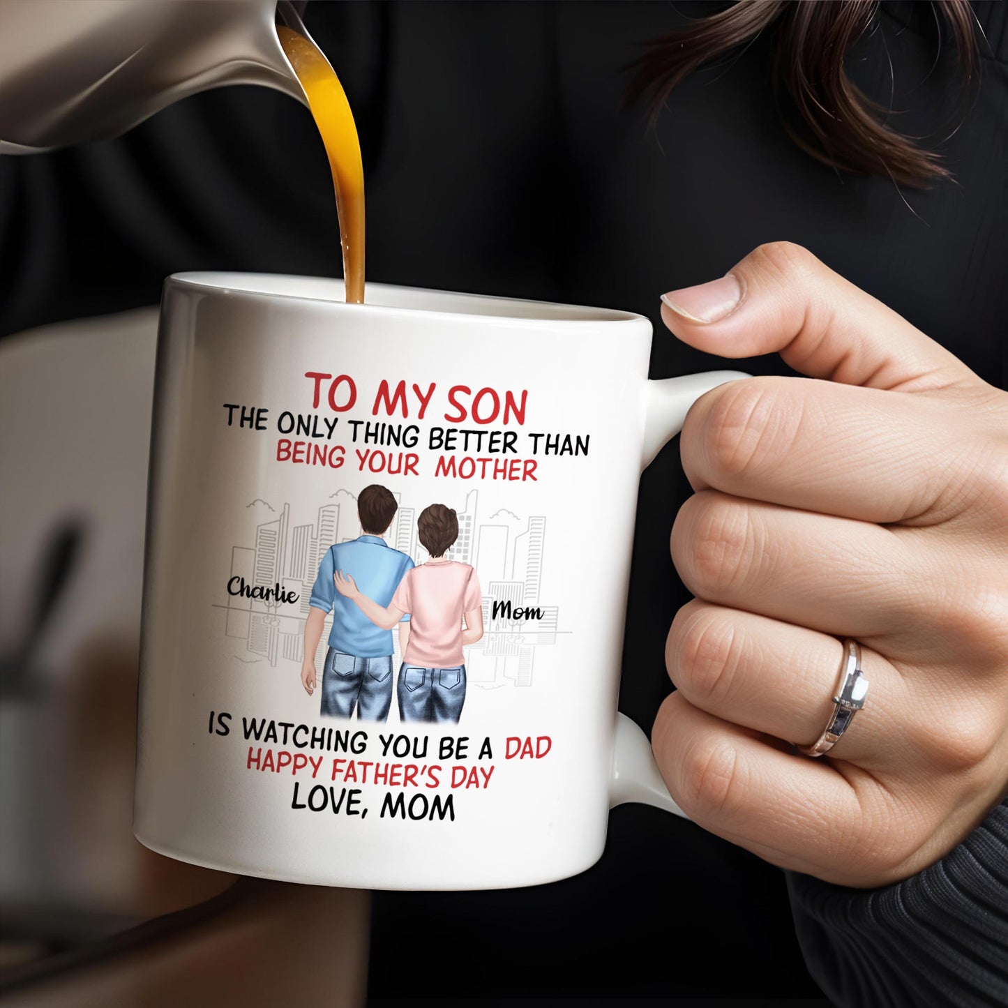 To My Son The Only Thing Better Than Being Your Mother, Family And City Skyline - Personalized Custom Coffee Mug - SON036_MG