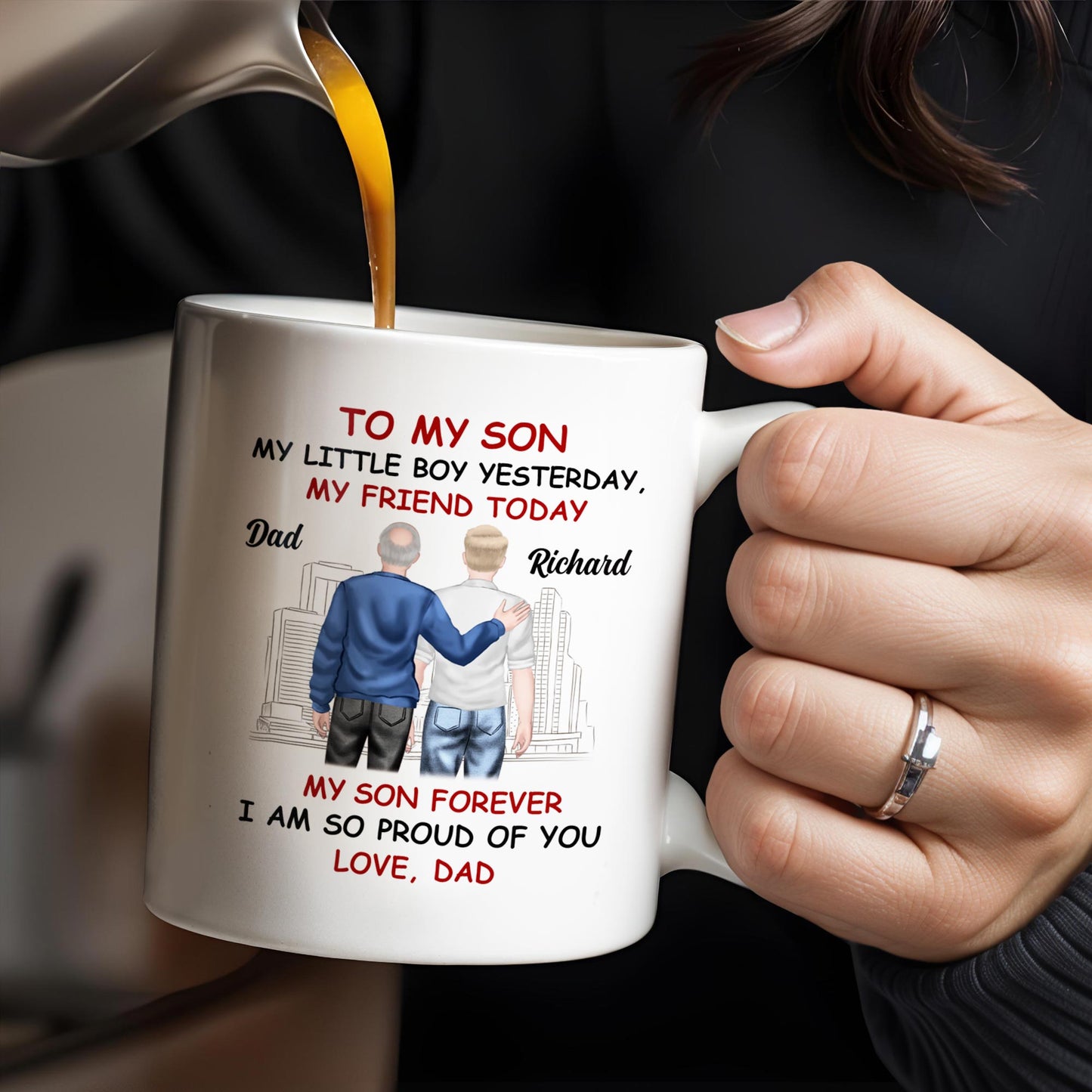 To My Son My Little Boy Yesterday, My Friend Today, Father And Son, Cityscape - Personalized Custom Coffee Mug - SON039_MG