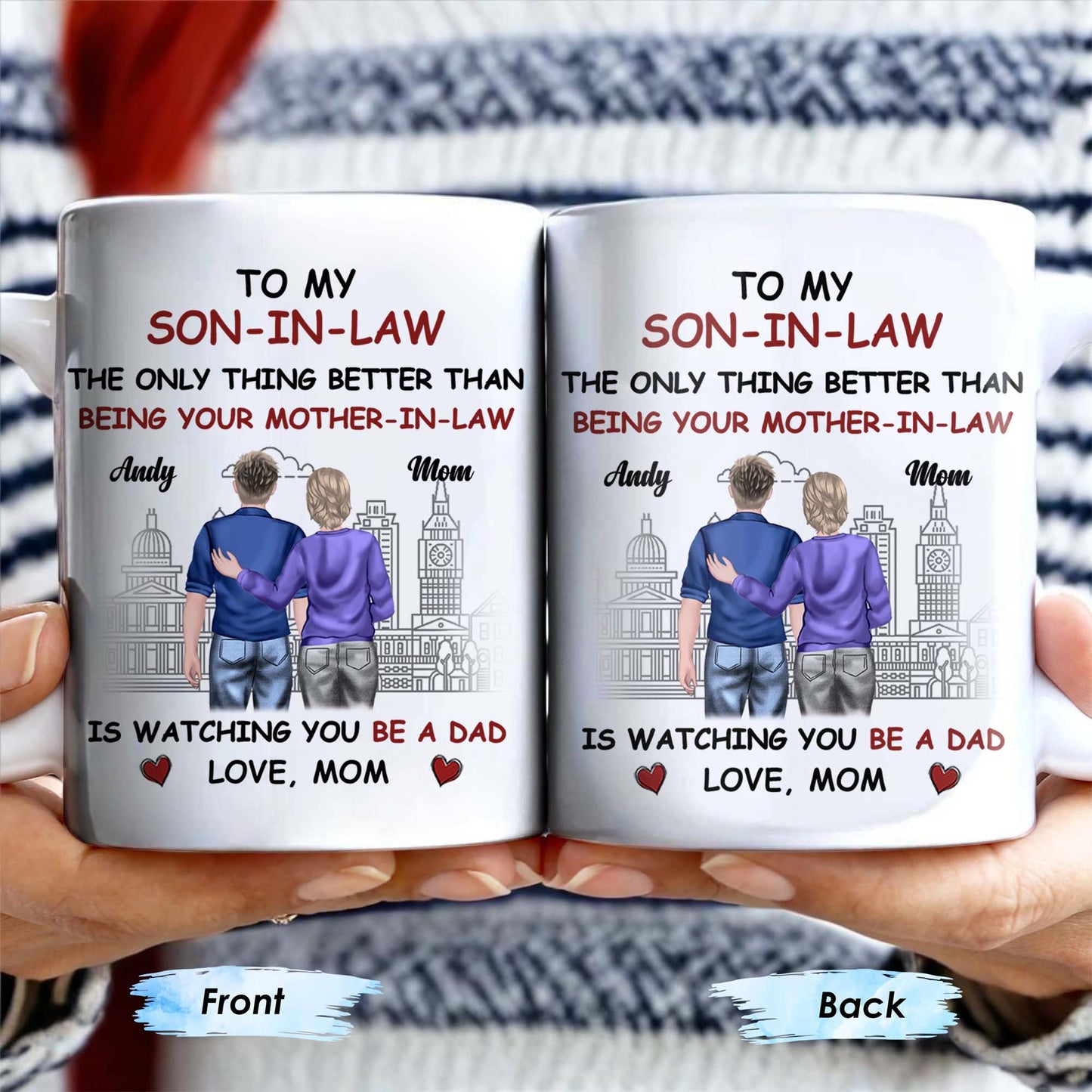 To My Son-In-Law The Only Thing Better Than Being Your Mother-In-Law, Cityscape and Heart - Personalized Custom Coffee Mug - SON040_MG