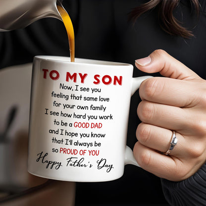 To My Son, Now, I See You Feeling That Same Love, Skyscraper - Personalized Custom Coffee Mug - SON047_MG