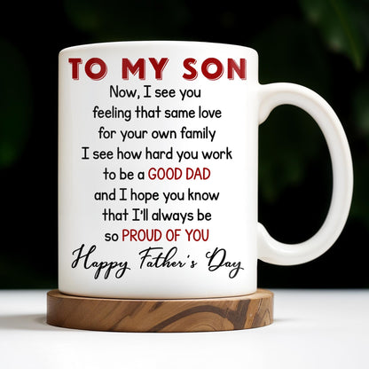 To My Son, Now, I See You Feeling That Same Love, Skyscraper - Personalized Custom Coffee Mug - SON047_MG