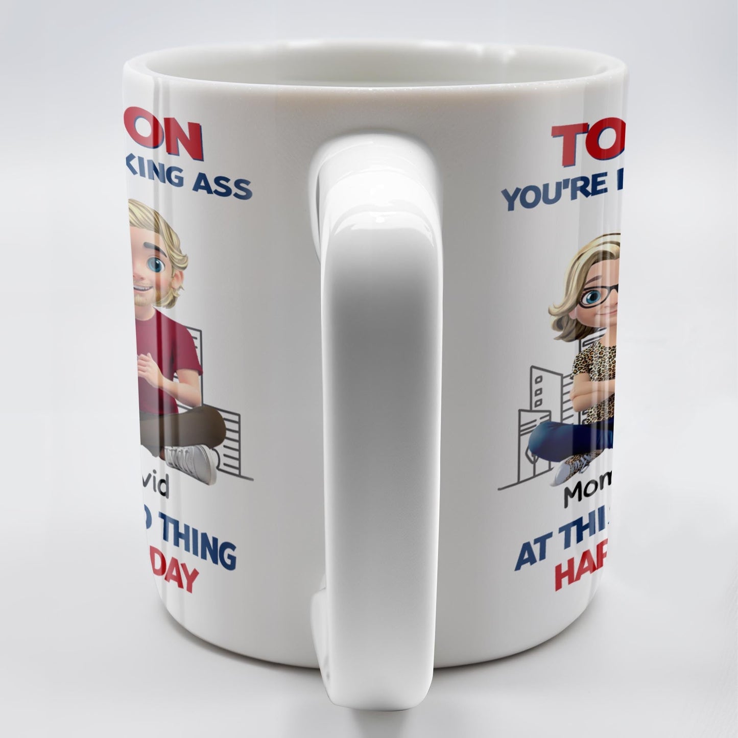 To My Son You're Really Kicking Ass At This Whole Dad Thing, Cartoon Characters and City Skyline - Personalized Custom Coffee Mug - SON049_MG