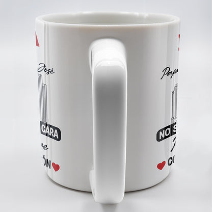 Papá & Hijo, No Siempre Cara A Cara Pero Siempre Corazón A Corazón, Father and Son, Cityscape - Personalized Custom Coffee Mug - SON052_MG