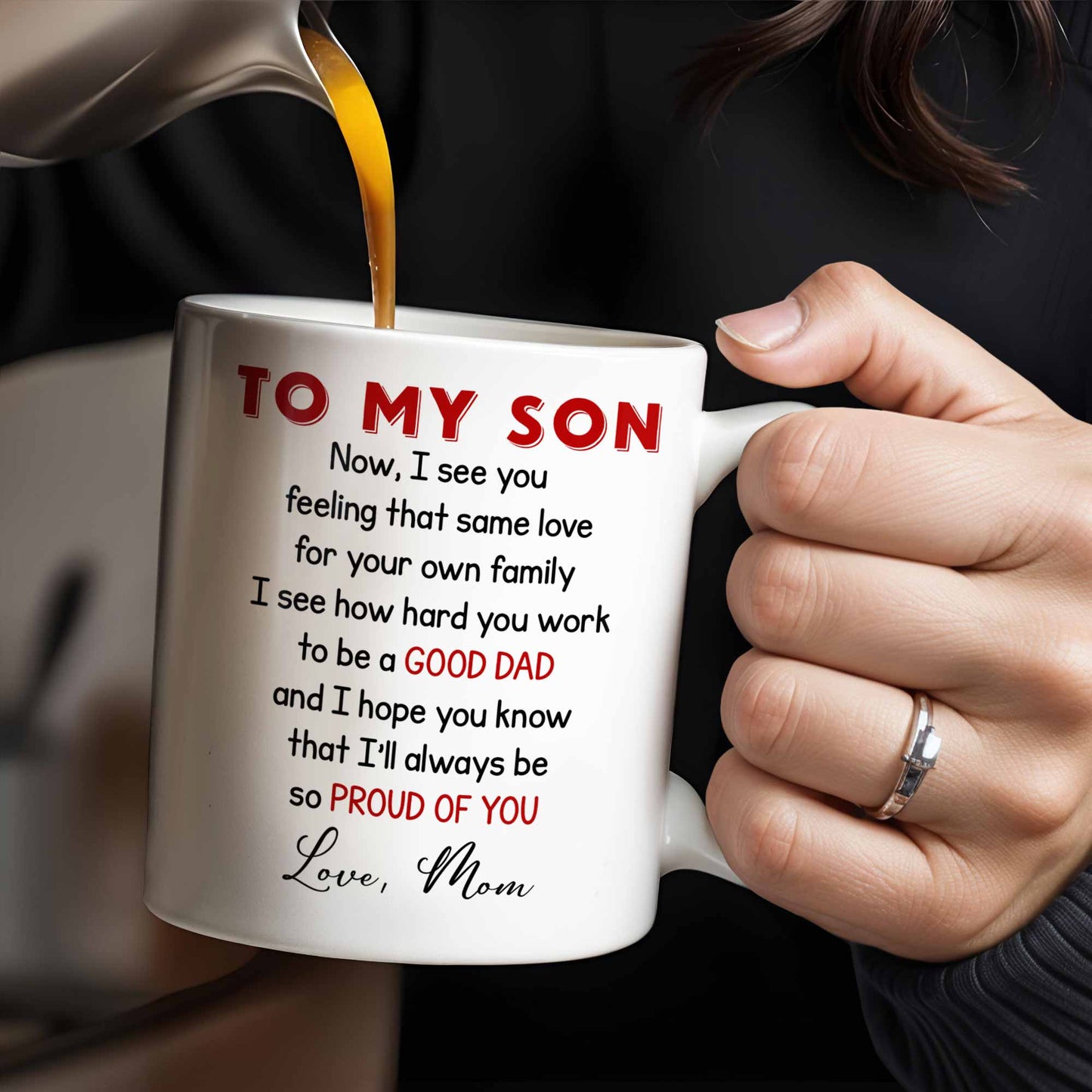 To My Son, City Skyline, People, Good Dad - Personalized Custom Coffee Mug - SON057_MG