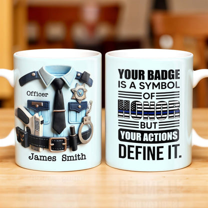 Your Badge Is A Symbol Of Honor With American Flag - Personalized Custom Coffee Mug - SON059_MG