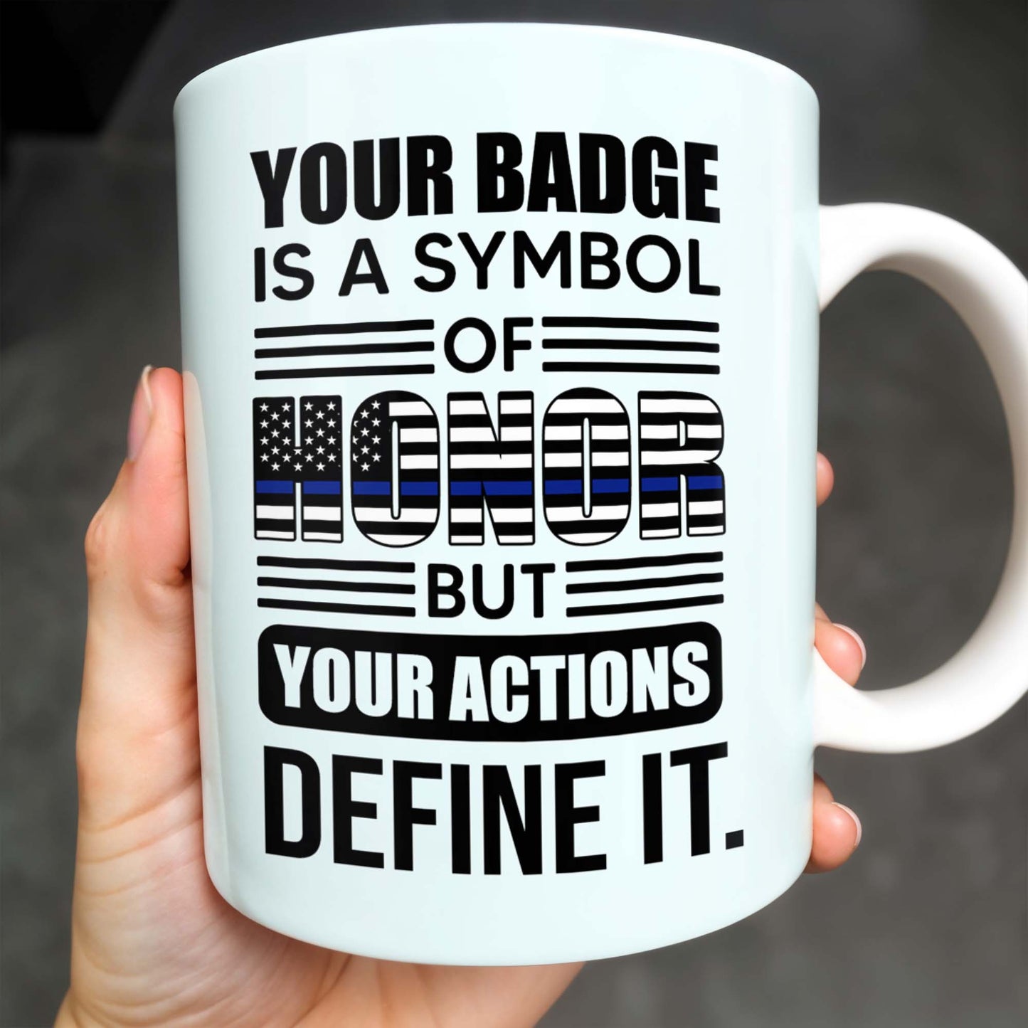 Your Badge Is A Symbol Of Honor With American Flag - Personalized Custom Coffee Mug - SON059_MG