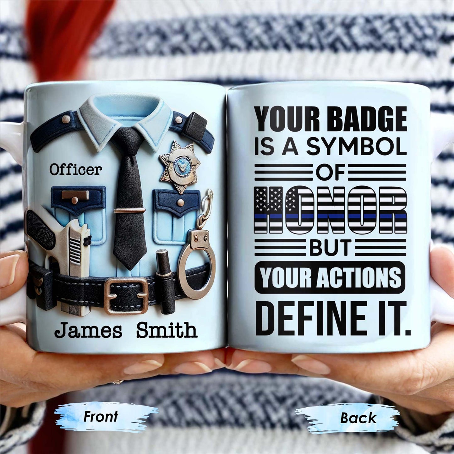 Your Badge Is A Symbol Of Honor With American Flag - Personalized Custom Coffee Mug - SON059_MG