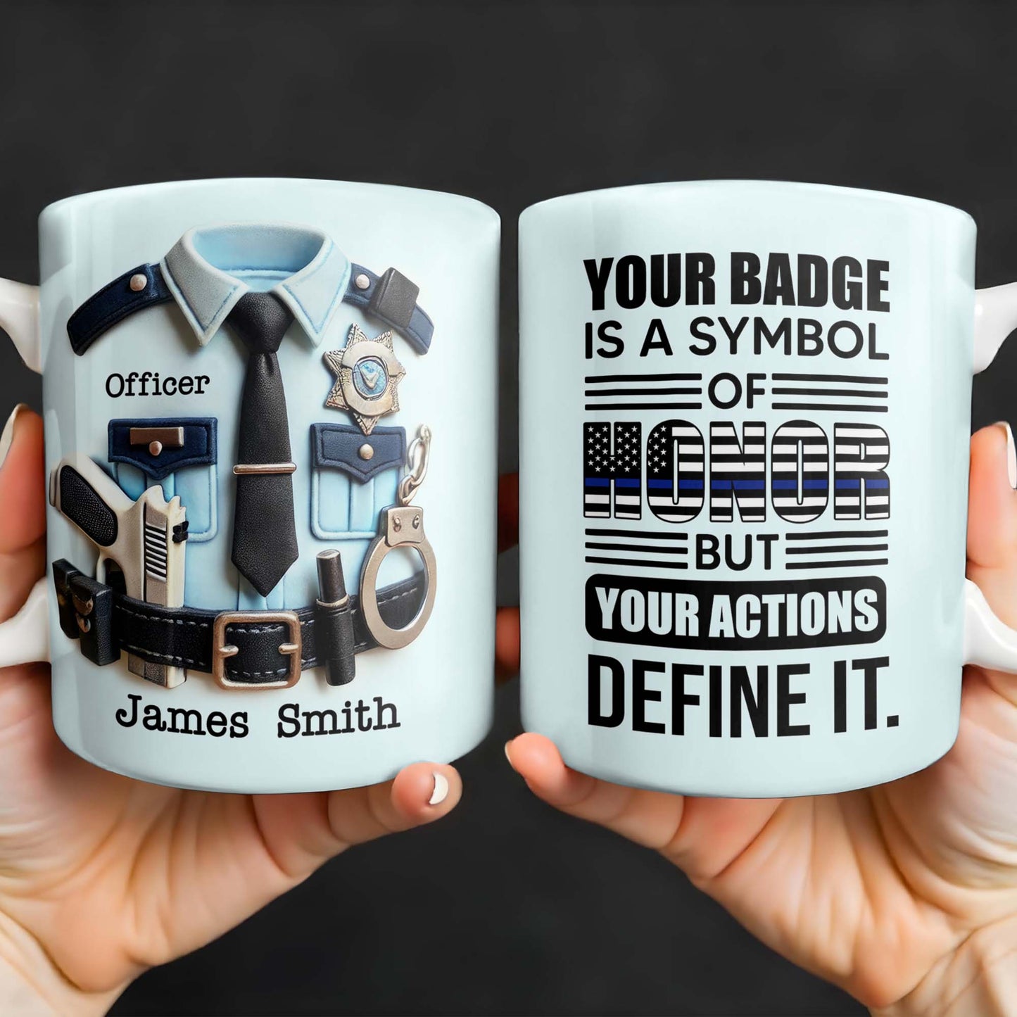 Your Badge Is A Symbol Of Honor With American Flag - Personalized Custom Coffee Mug - SON059_MG