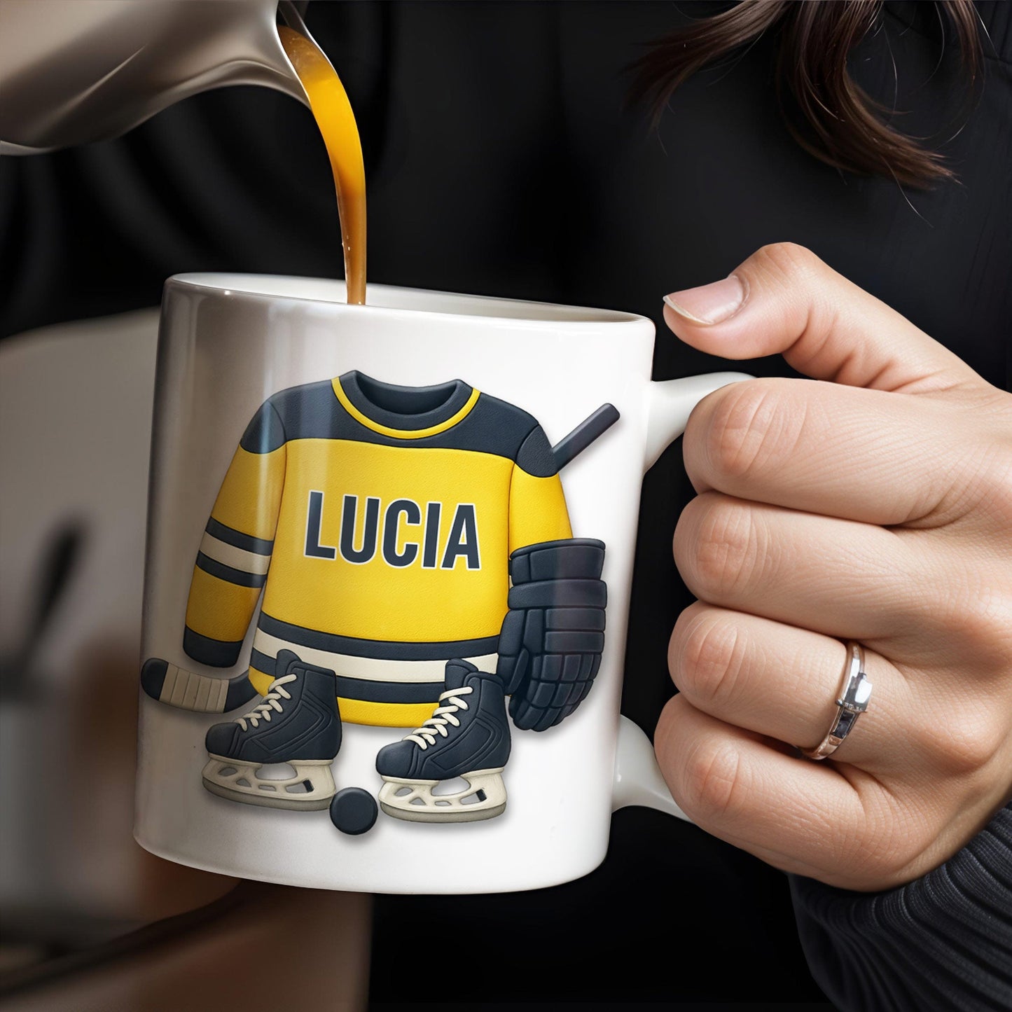 Customizable Hockey Jersey and Ice Skates Design - Personalized Custom Coffee Mug - SPORT008_MG