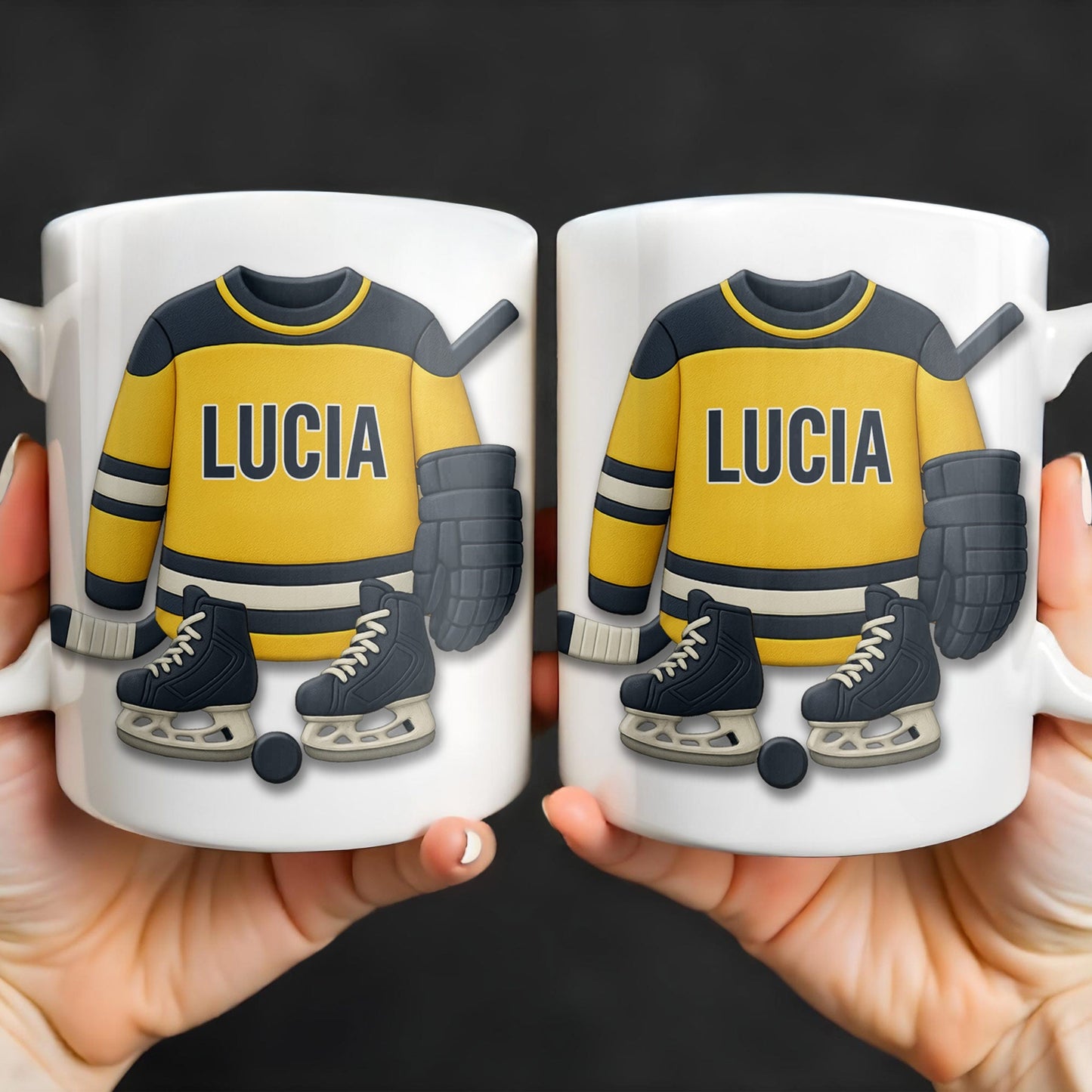 Customizable Hockey Jersey and Ice Skates Design - Personalized Custom Coffee Mug - SPORT008_MG