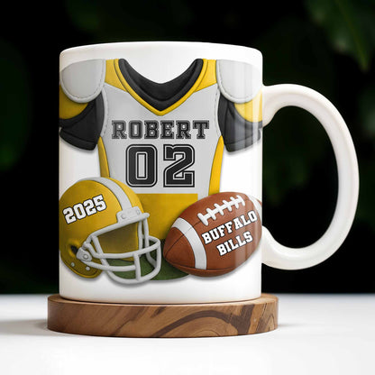 Personalized Football Team Pride Mug With Jersey and Helmet - Personalized Custom Coffee Mug - SPORT041_MG