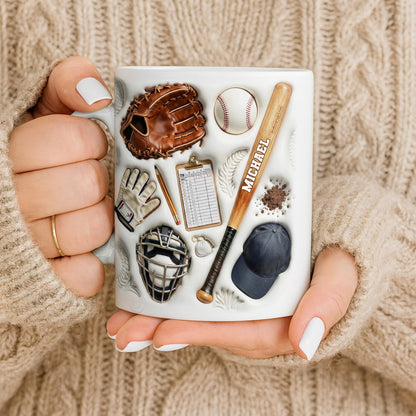 Personalized Baseball Sports Mug With Custom Name - Personalized Custom Coffee Mug - SPORT070_MG