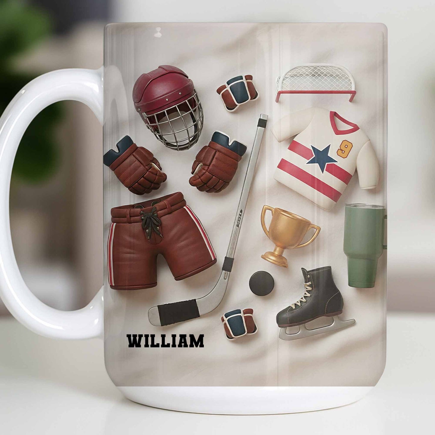Celebrate Sports With Hockey Helmet and Boxing Gloves - Personalized Custom Coffee Mug - SPORT071_MG
