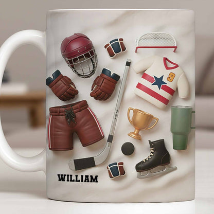 Celebrate Sports With Hockey Helmet and Boxing Gloves - Personalized Custom Coffee Mug - SPORT071_MG