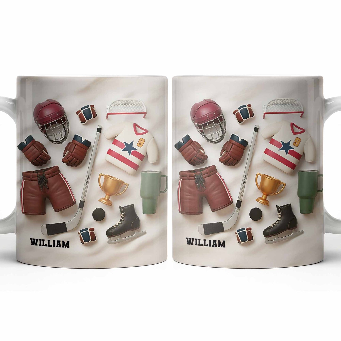 Celebrate Sports With Hockey Helmet and Boxing Gloves - Personalized Custom Coffee Mug - SPORT071_MG