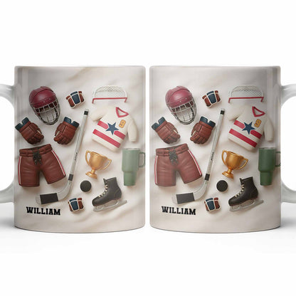 Celebrate Sports With Hockey Helmet and Boxing Gloves - Personalized Custom Coffee Mug - SPORT071_MG